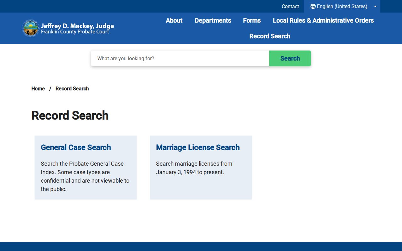 Mifflin Township residents directory Franklin County Probate search