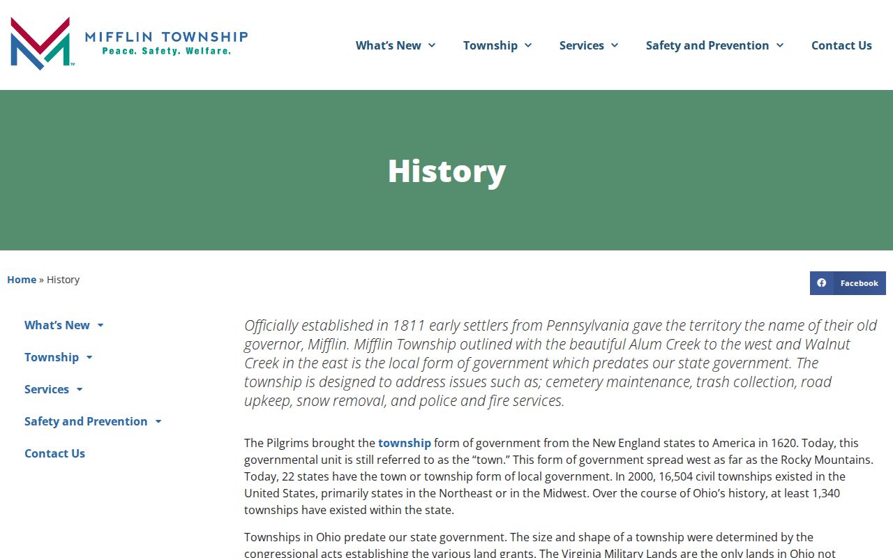 Mifflin Township previous residents research with township annexation history