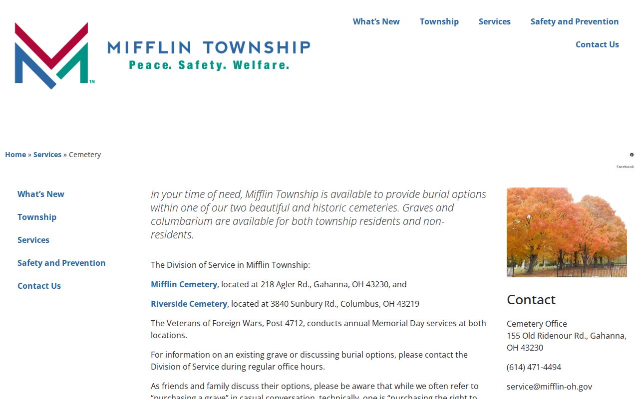 Mifflin Township previous residents companion source for cemetery records