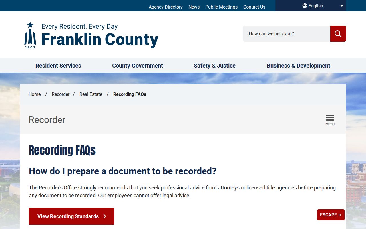Mifflin Township previous residents research using Franklin County Recorder deed guidance