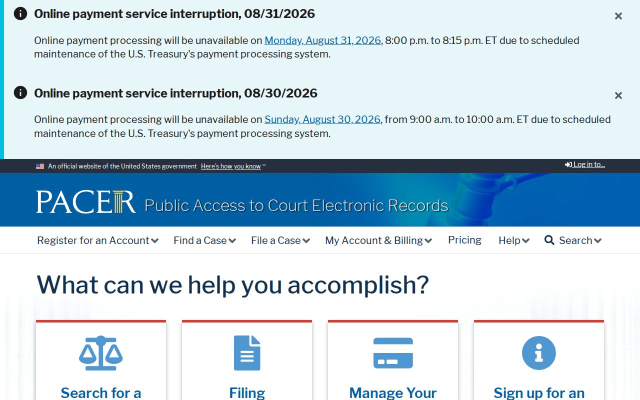 Mifflin Township resident lookup using federal PACER case access